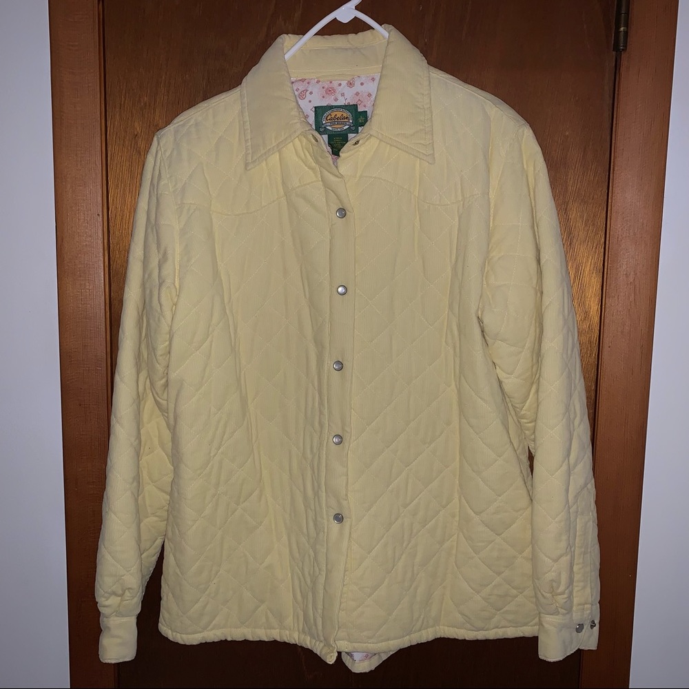 Women’s L REG CABELA’S Yellow Corduroy Quilted Cotton Polyester Insulated Jacket